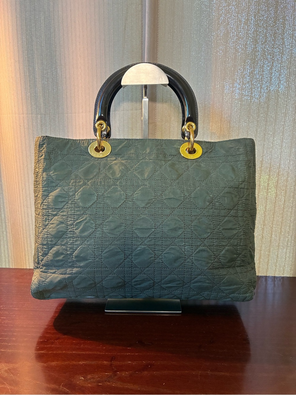Dior Green Quilted Lady Dior Tote with Gold Hardware - Picture 2 of 11